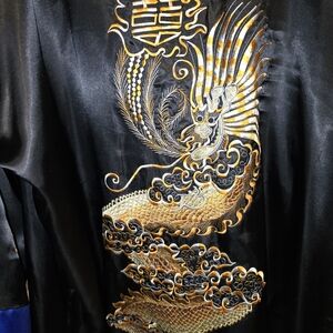 Black Kimono with Gold and Silver Embroidery